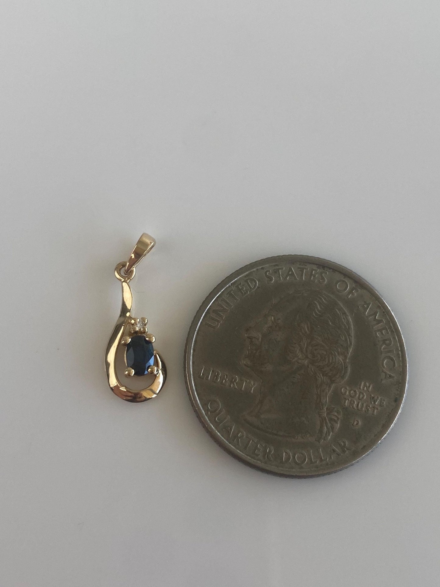 Vintage Solid 14k Yellow Gold Diamond Blue Sapphire Charm