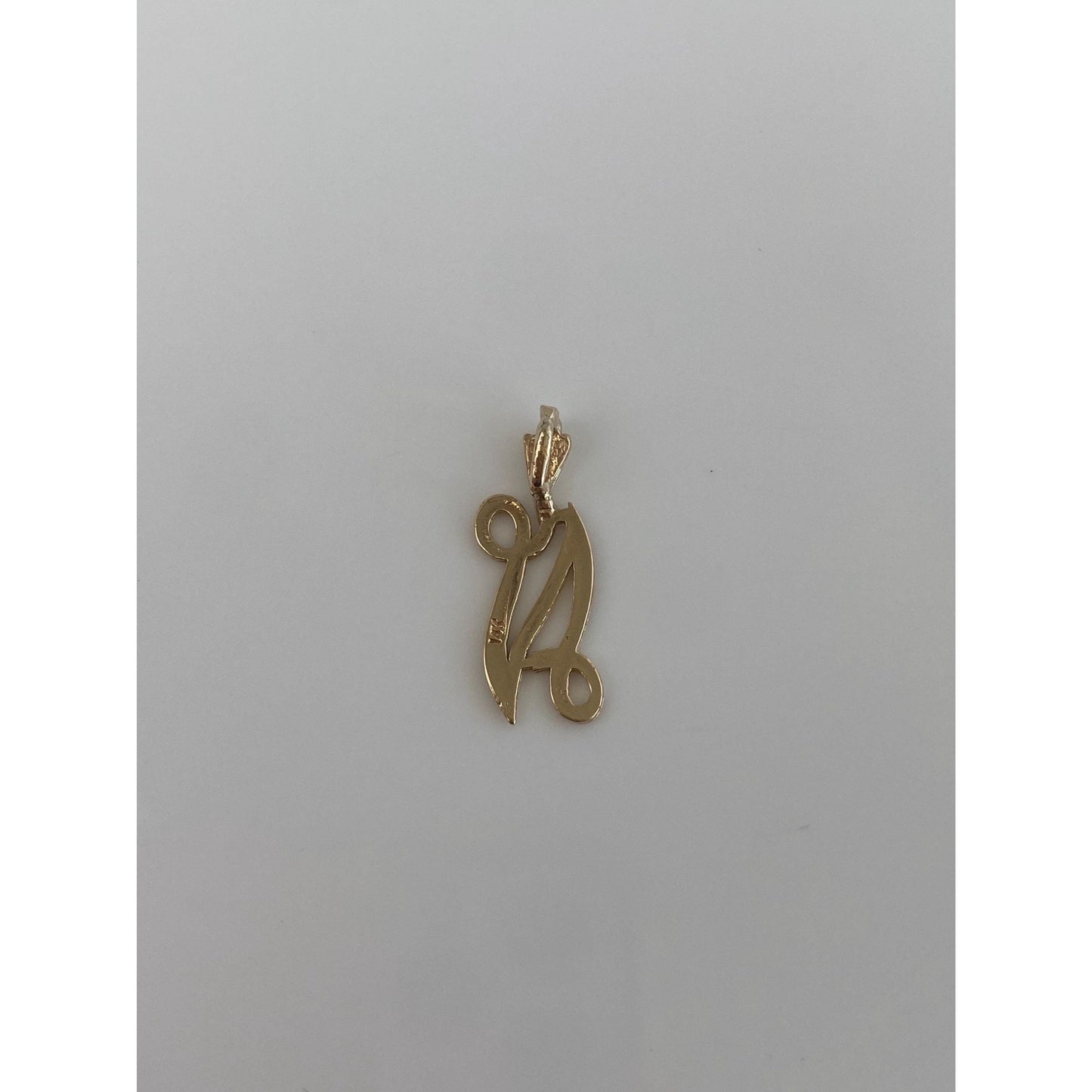 Solid 14k Yellow Gold Diamond Cut Initial 'N' Charm