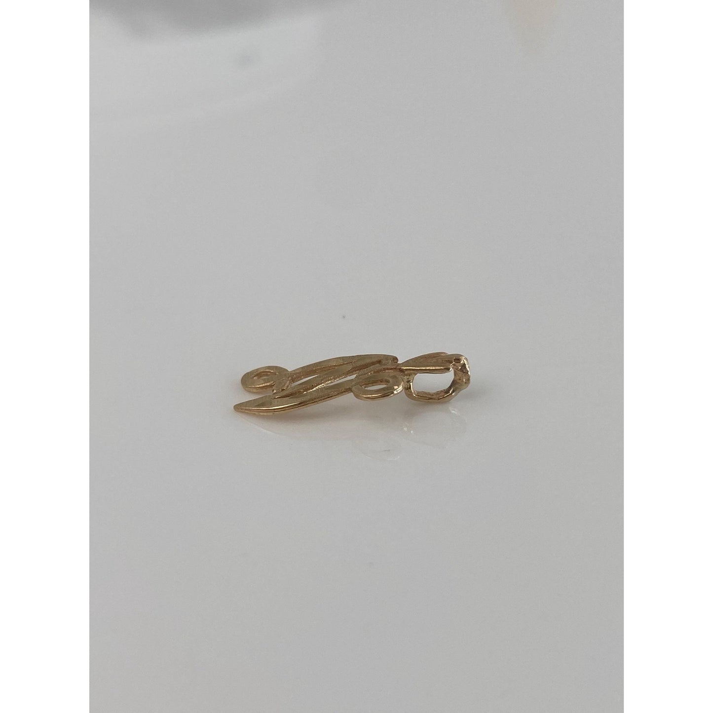 Solid 14k Yellow Gold Diamond Cut Initial 'N' Charm