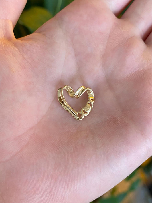 Solid 14k Yellow Gold XOXO Heart Slide Charm