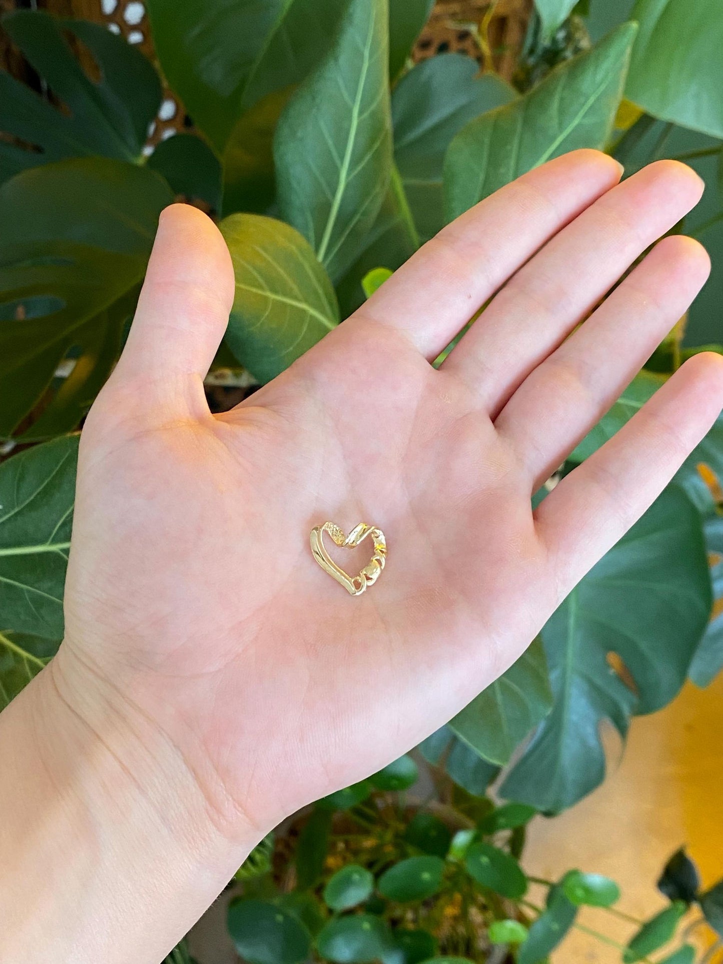 Solid 14k Yellow Gold XOXO Heart Slide Charm