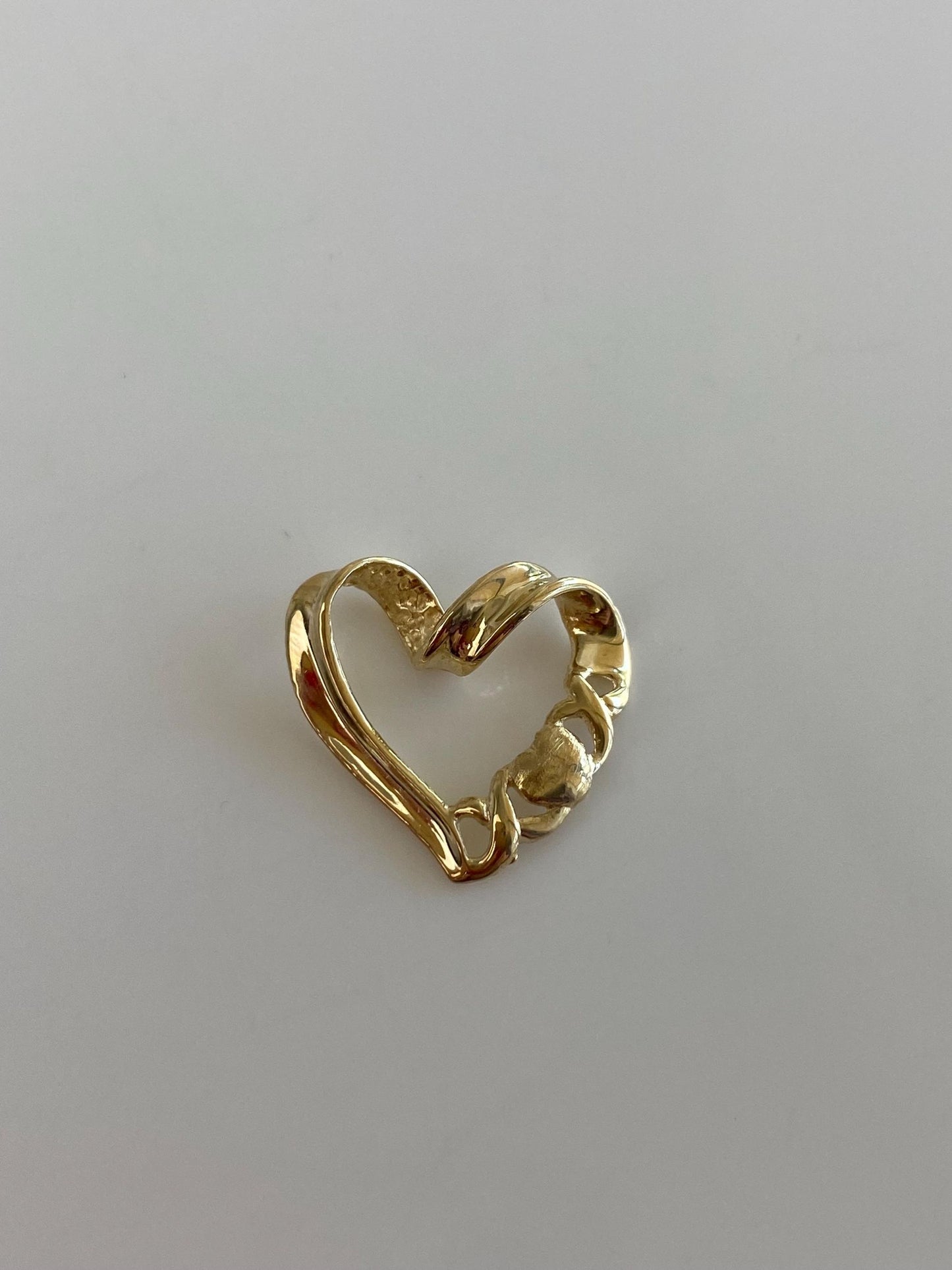 Solid 14k Yellow Gold XOXO Heart Slide Charm
