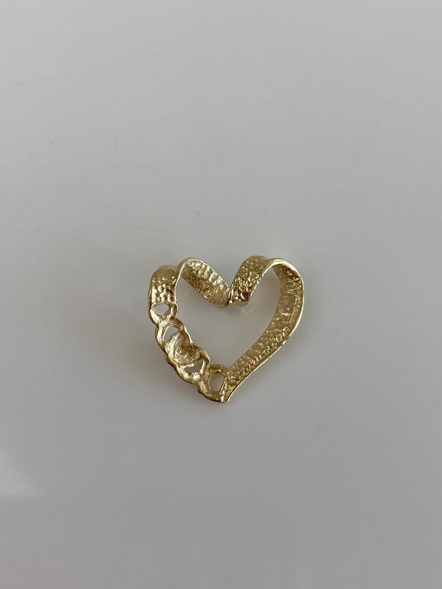 Solid 14k Yellow Gold XOXO Heart Slide Charm