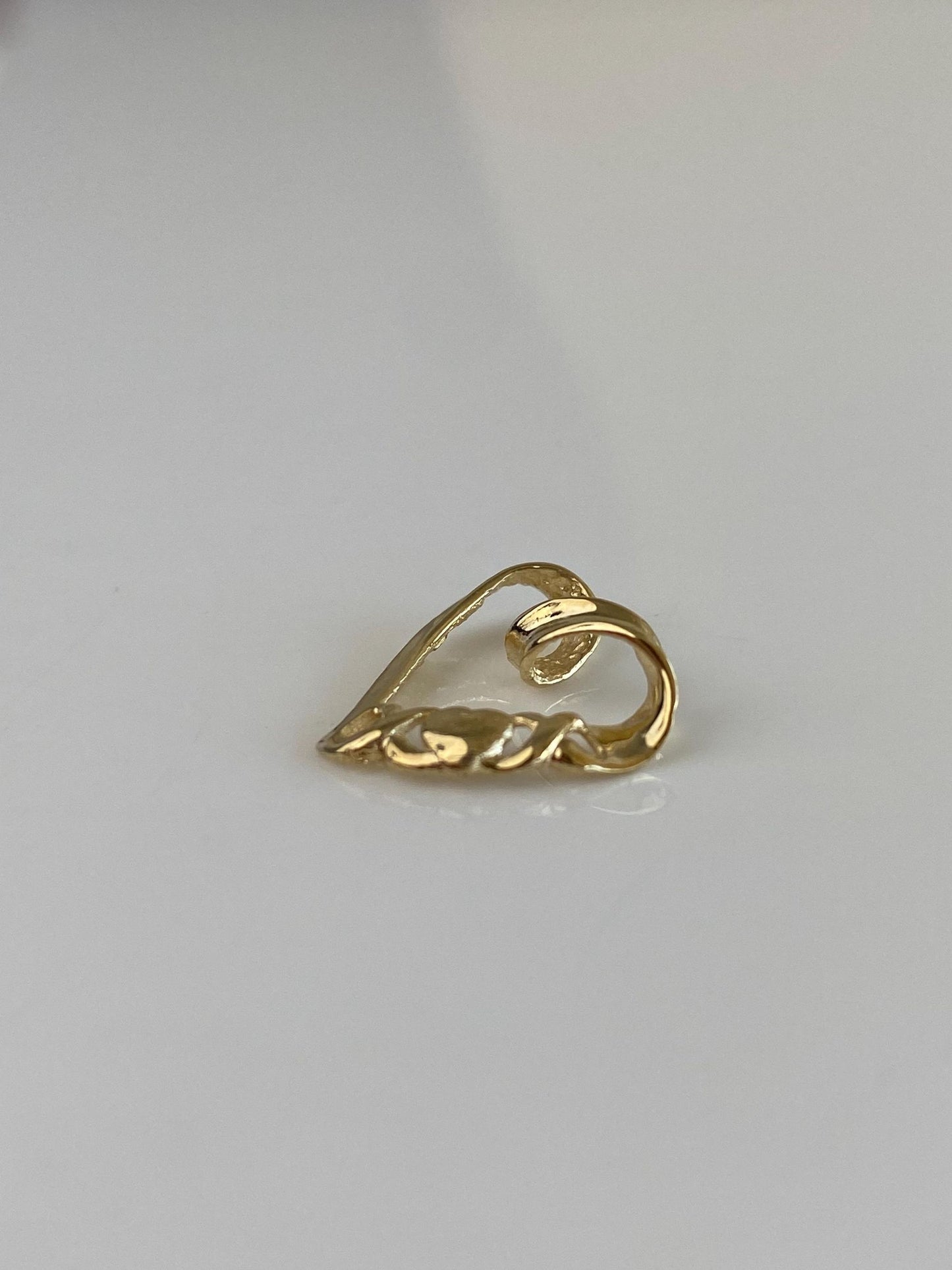 Solid 14k Yellow Gold XOXO Heart Slide Charm