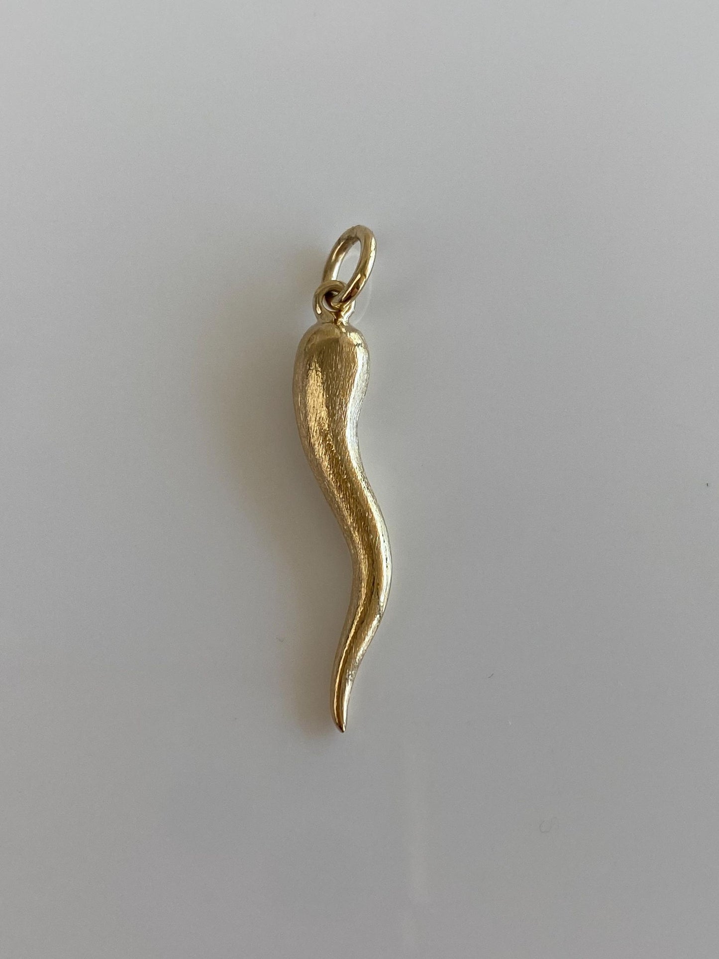 Vintage 14k Yellow Gold Textured Italian Horn Charm