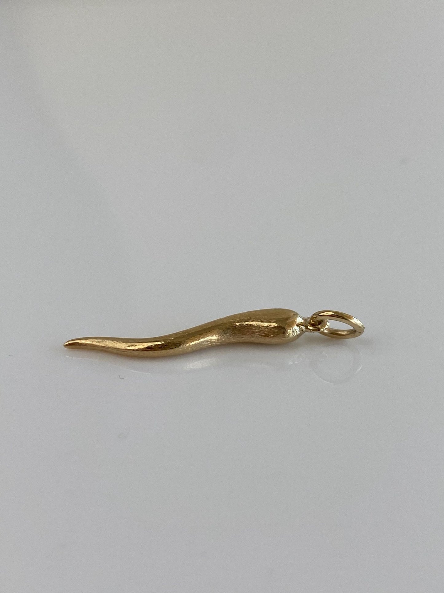 Vintage 14k Yellow Gold Textured Italian Horn Charm