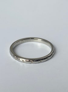 Vintage Solid 18k White Gold Designed Ring Band - Size 6.75