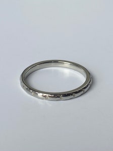 Vintage Solid 18k White Gold Designed Ring Band - Size 6.75