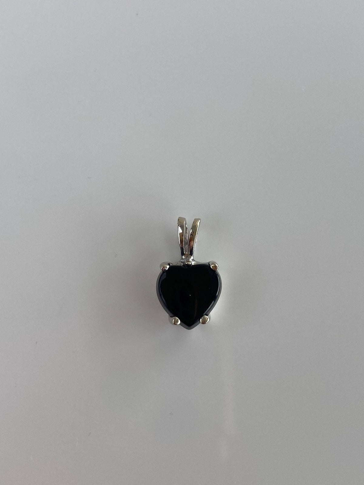 Vintage Solid 14k White Gold Black Onyx Heart Charm
