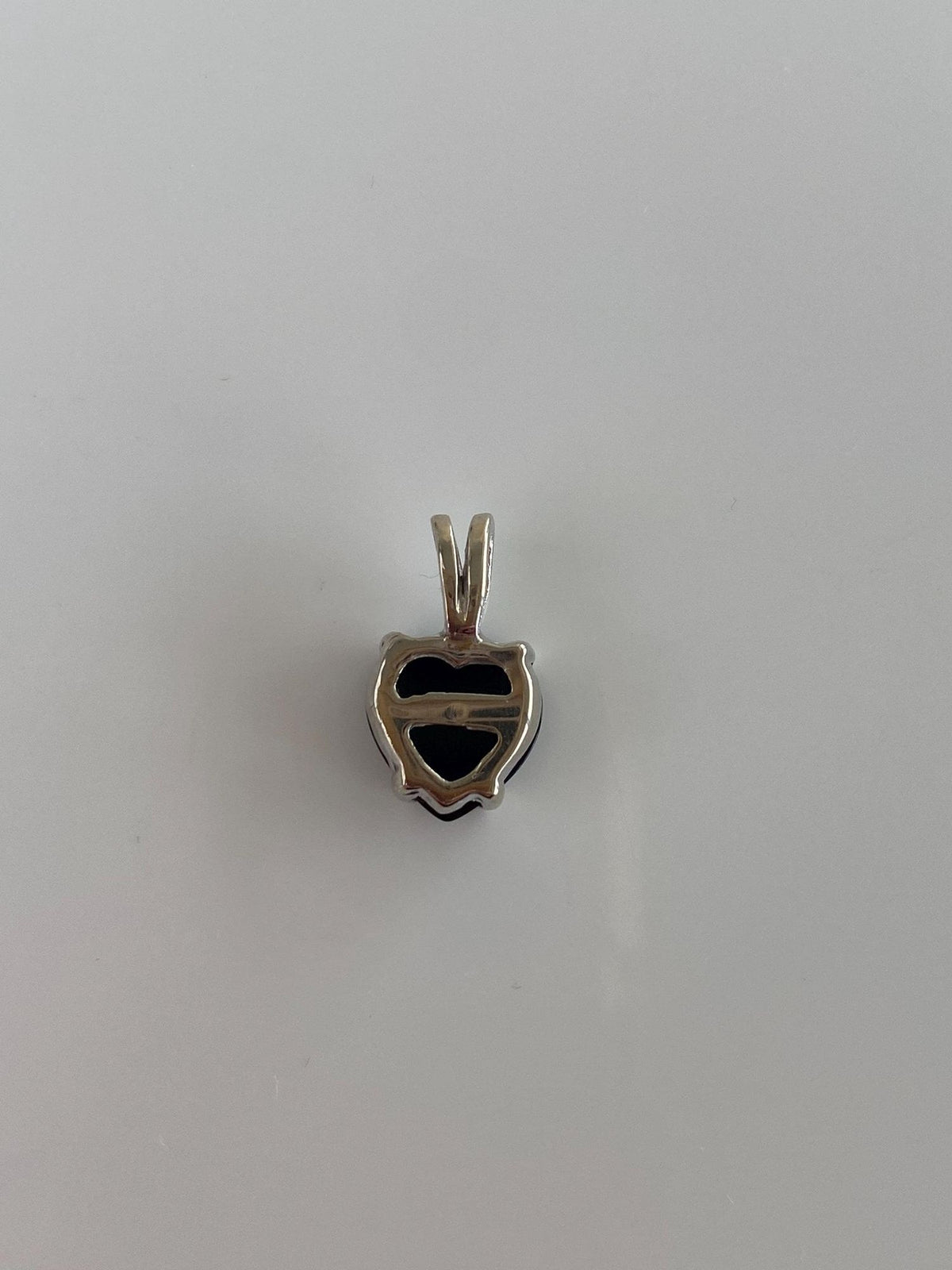Vintage Solid 14k White Gold Black Onyx Heart Charm