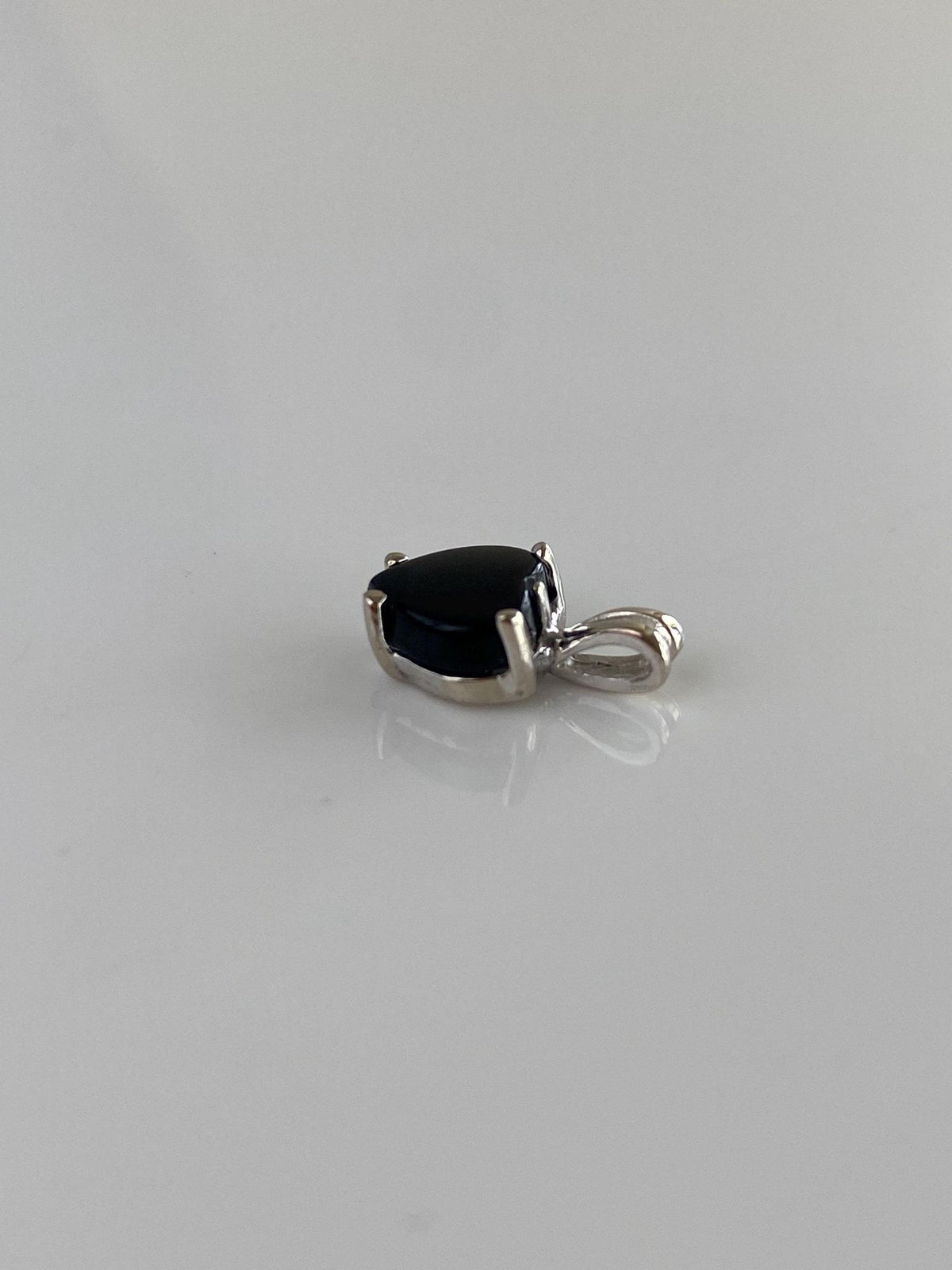 Vintage Solid 14k White Gold Black Onyx Heart Charm