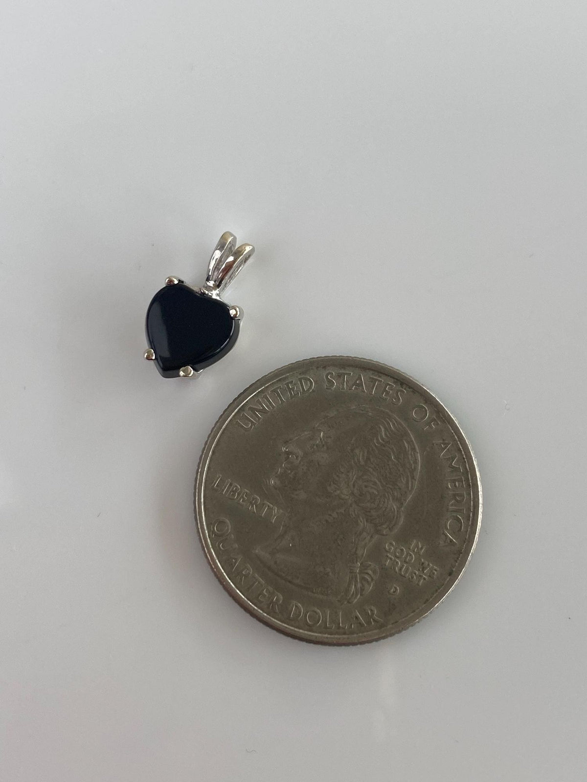 Vintage Solid 14k White Gold Black Onyx Heart Charm