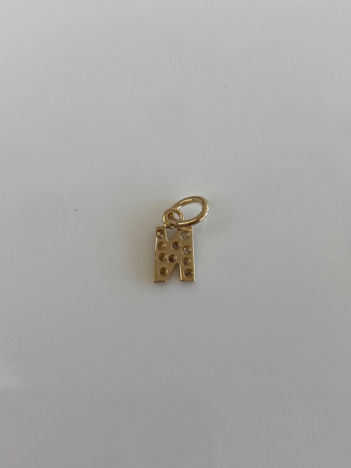 Vintage Solid 14k Yellow Gold Diamonds Initial 'N' Charm