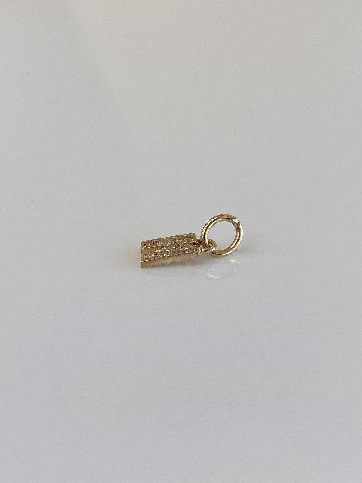 Vintage Solid 14k Yellow Gold Diamonds Initial 'N' Charm