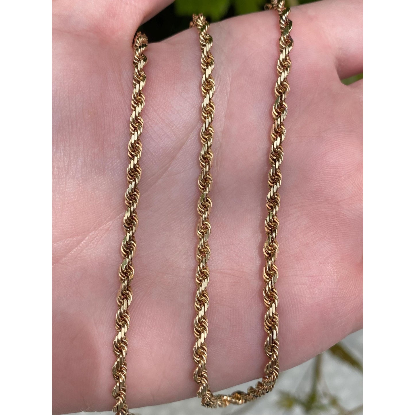 Vintage Solid 14k Yellow Gold Rope Chain Necklace - 22.75 inches