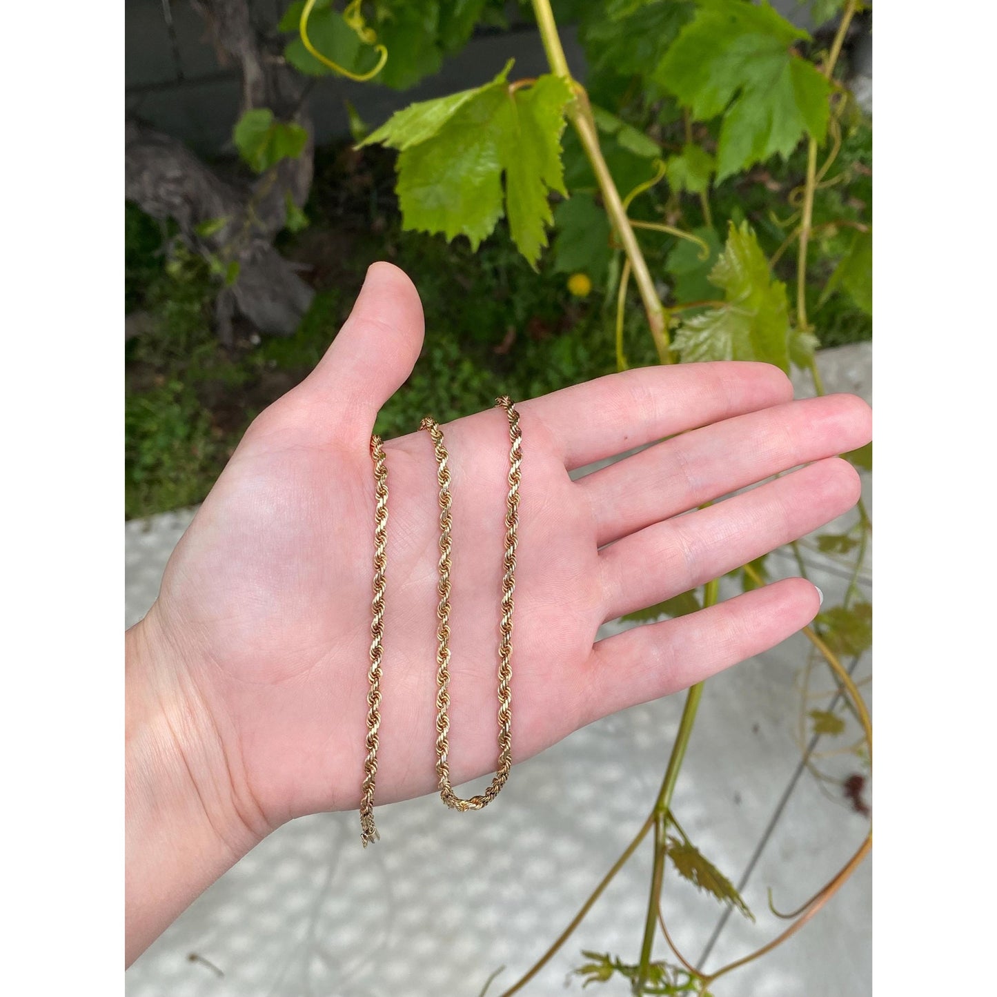 Vintage Solid 14k Yellow Gold Rope Chain Necklace - 22.75 inches