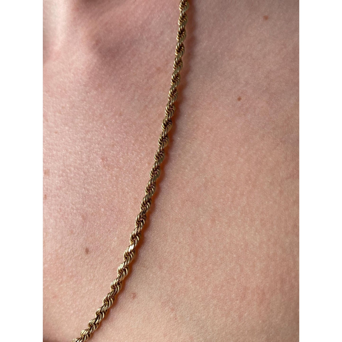 Vintage Solid 14k Yellow Gold Rope Chain Necklace - 22.75 inches
