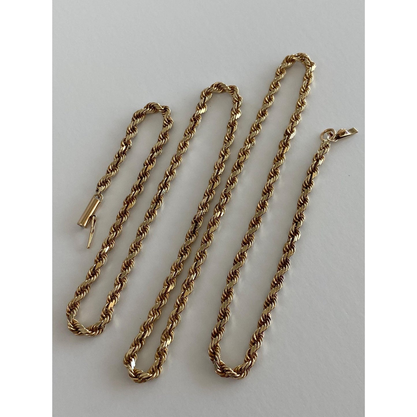 Vintage Solid 14k Yellow Gold Rope Chain Necklace - 22.75 inches