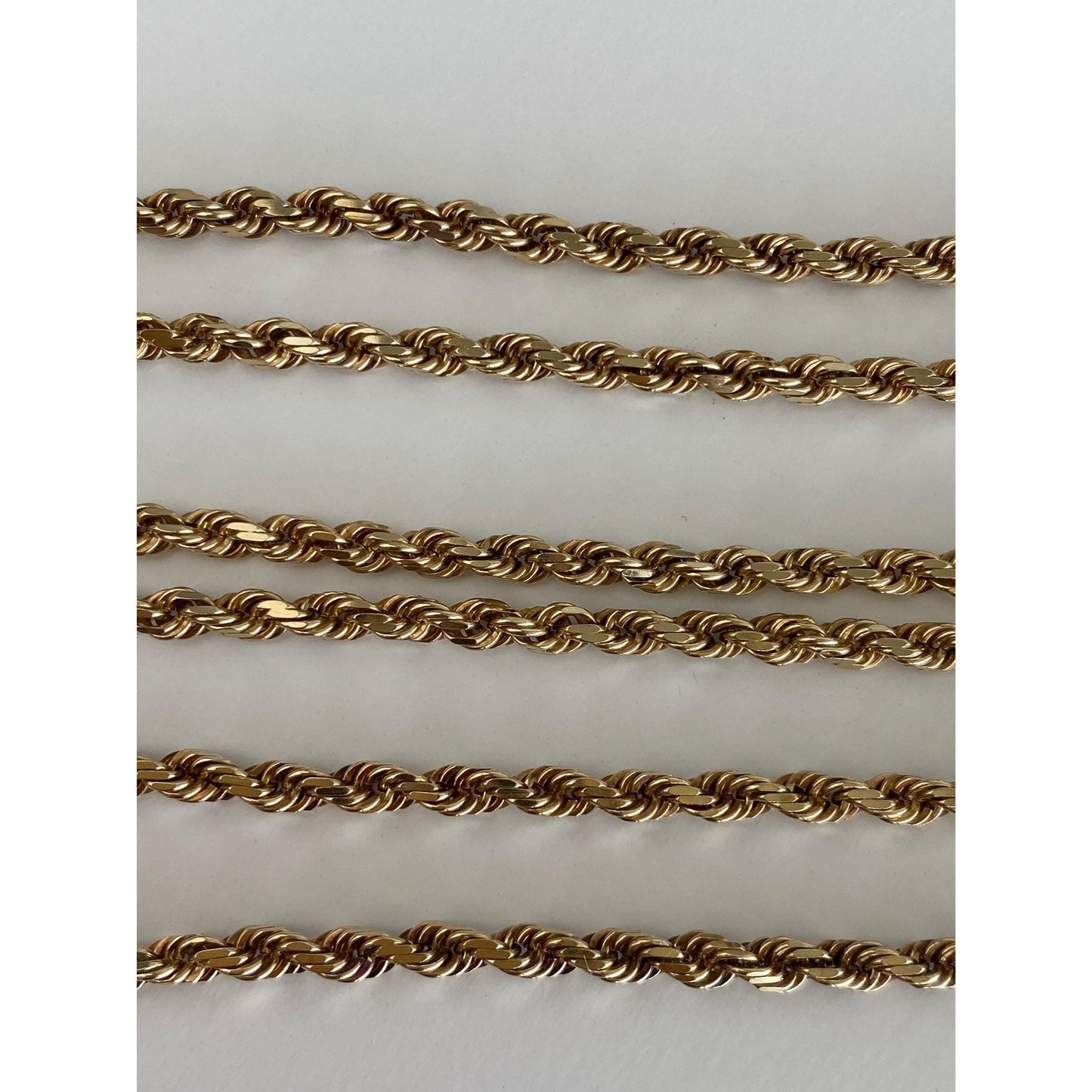 Vintage Solid 14k Yellow Gold Rope Chain Necklace - 22.75 inches