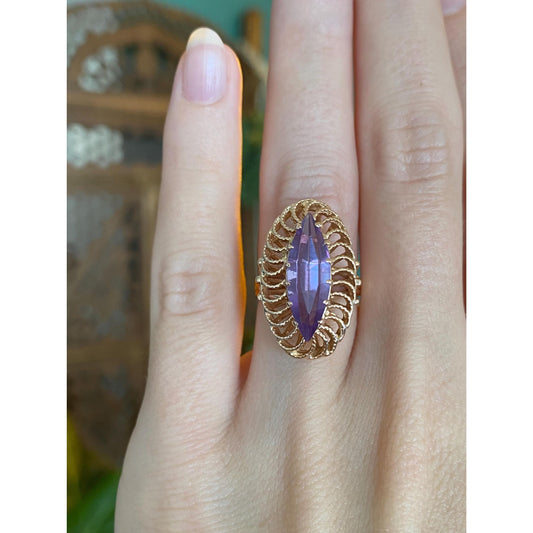 Vintage Solid 14k Rose Gold Color Changing Sapphire Ring - Size 5