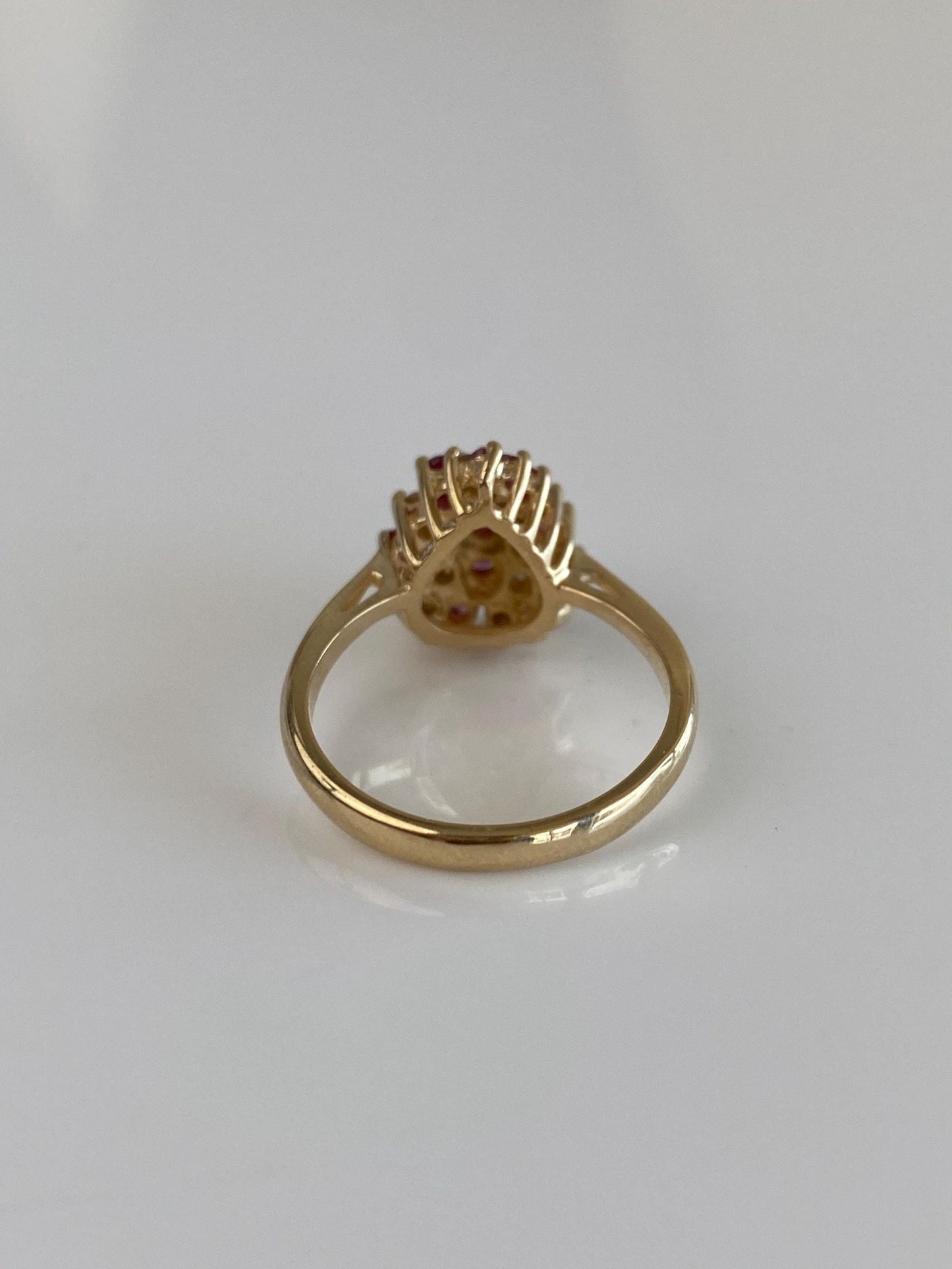 Vintage Solid 14k Yellow Gold Pink Sapphire Diamond Ring - Size 6.25