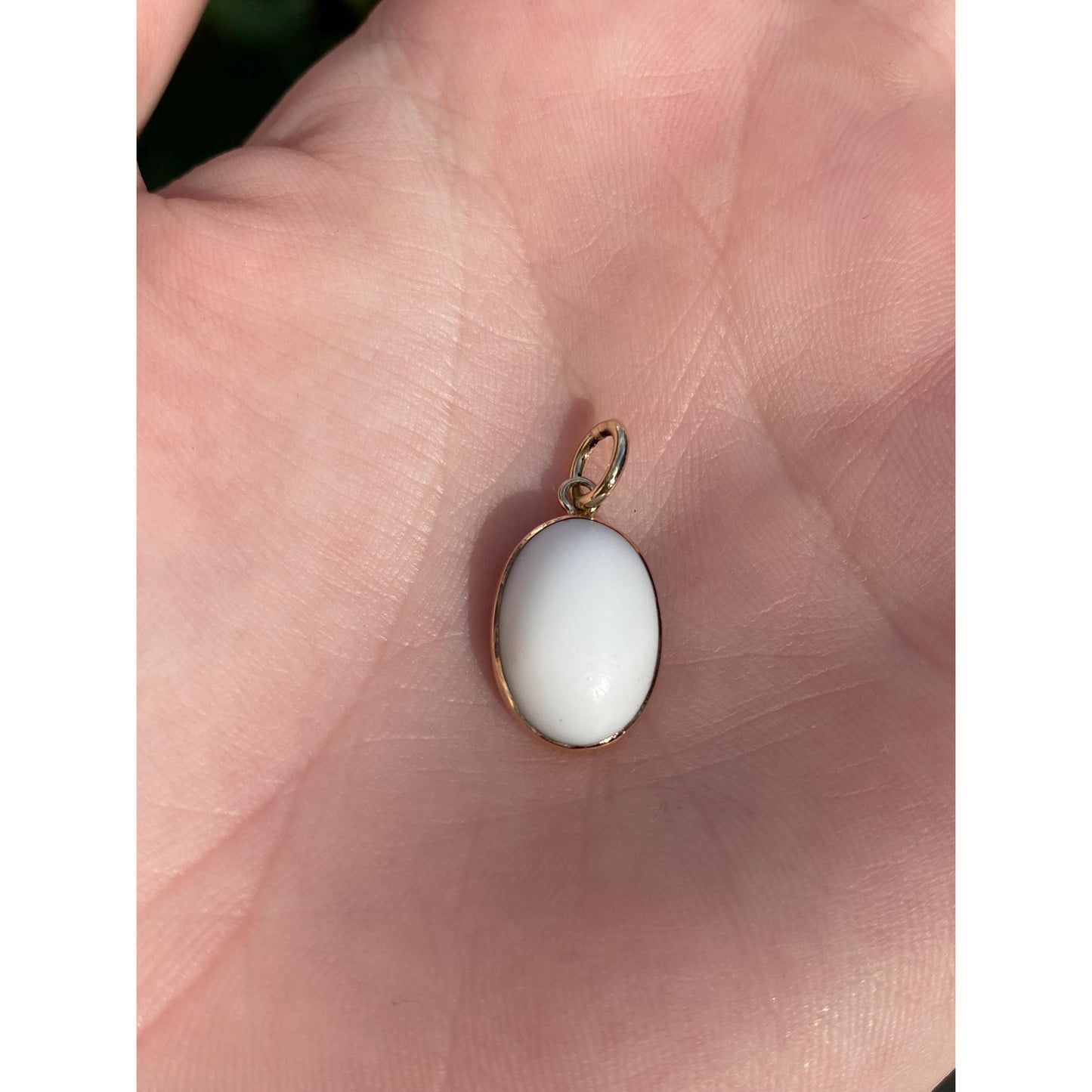 Solid 14k Yellow Gold White Resin Cufflink Conversion Charm