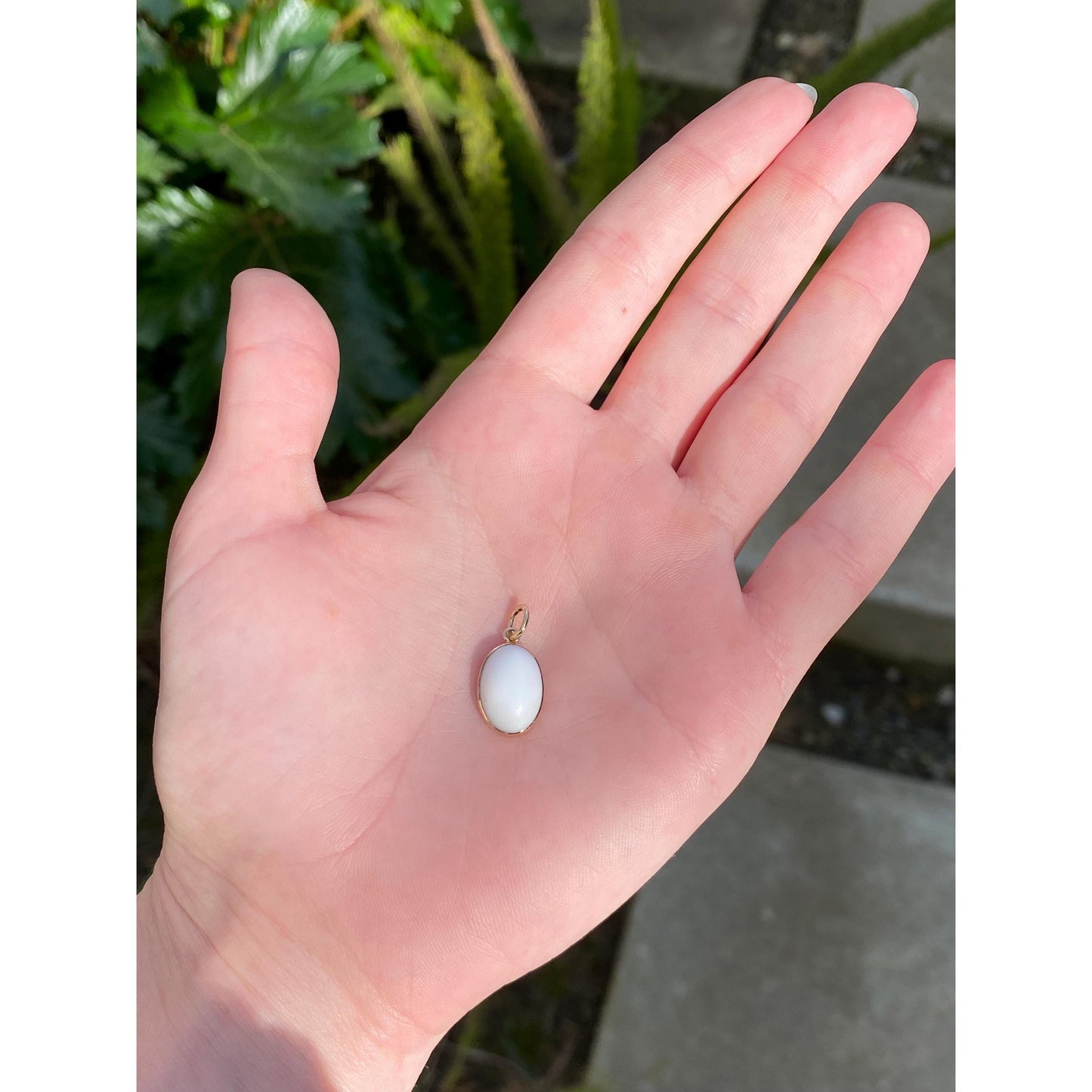 Solid 14k Yellow Gold White Resin Cufflink Conversion Charm