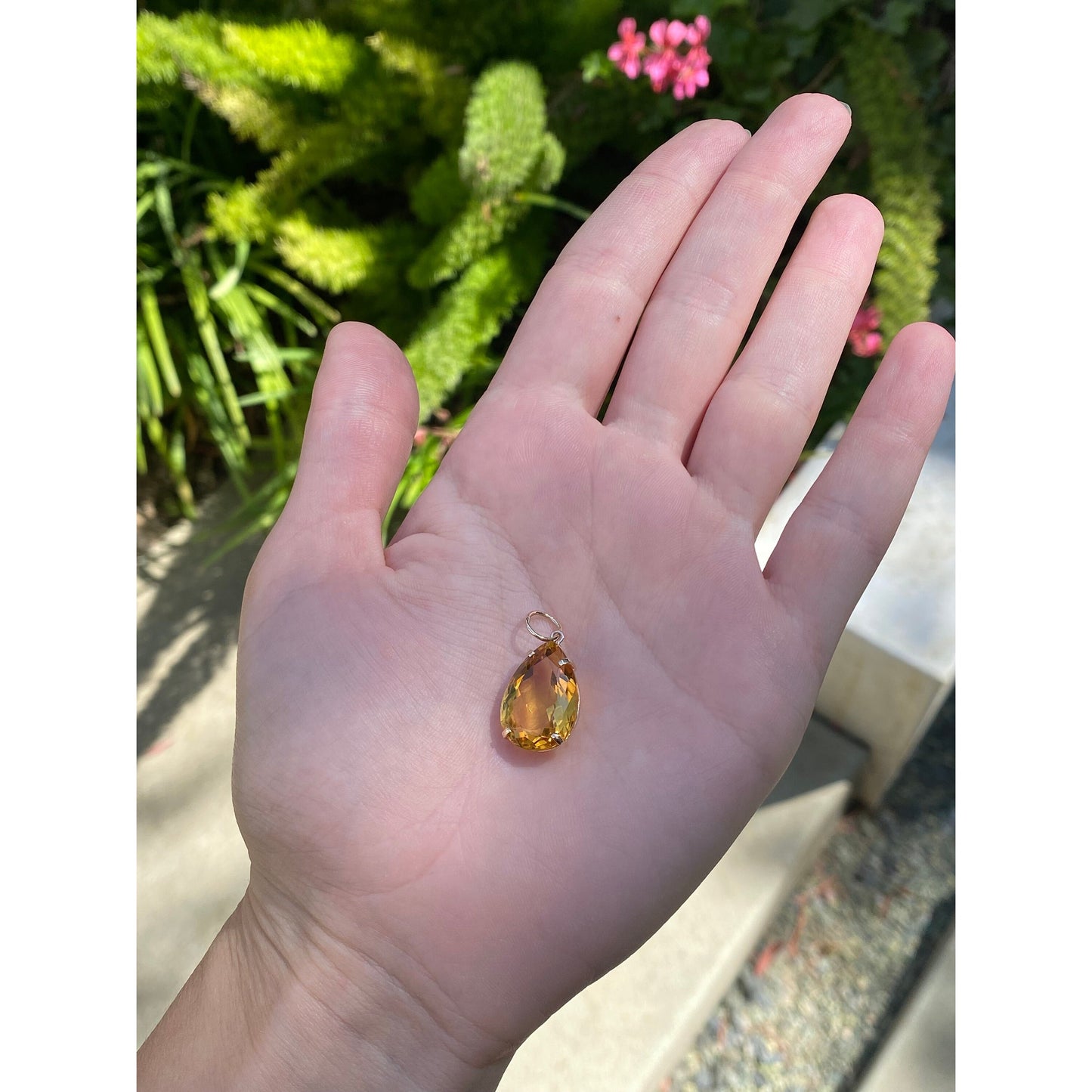 Solid 14k Yellow Gold Large Citrine Charm