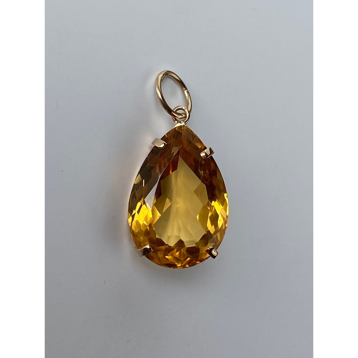 Solid 14k Yellow Gold Large Citrine Charm