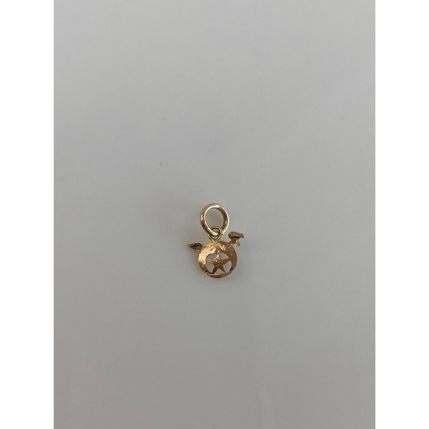 Vintage Solid 10k Yellow Gold White Enamel Freemason Charm