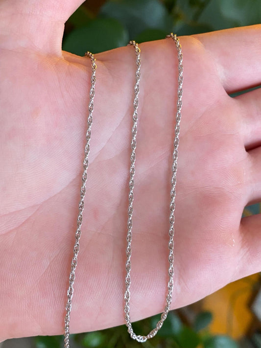 Vintage Solid 14k White Gold Chain Necklace - 18 inches