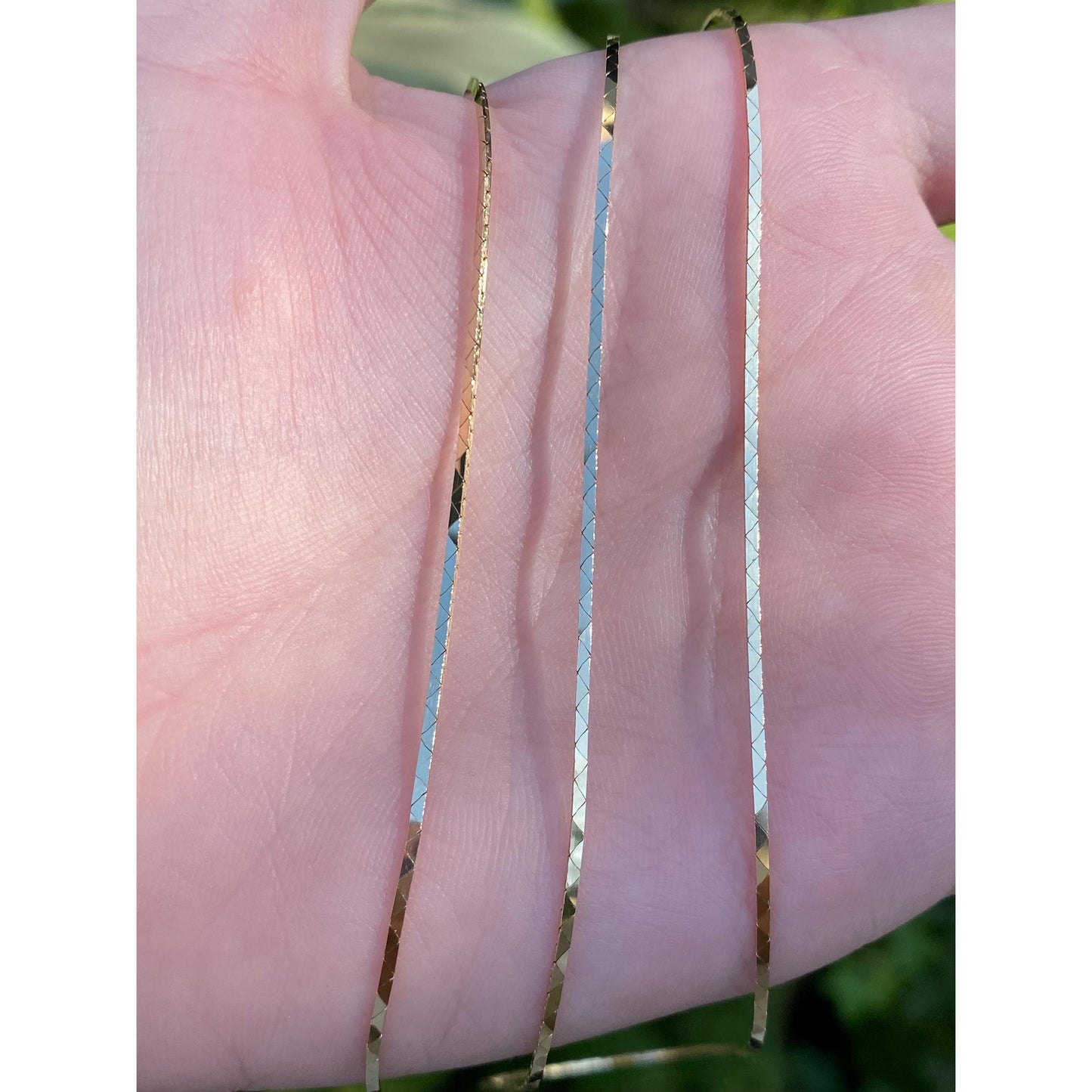 Vintage Solid 14k Yellow Gold Long Triangle Link Chain Necklace - 29.5 inches