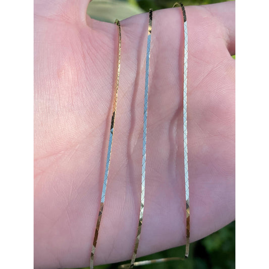 Vintage Solid 14k Yellow Gold Long Triangle Link Chain Necklace - 29.5 inches