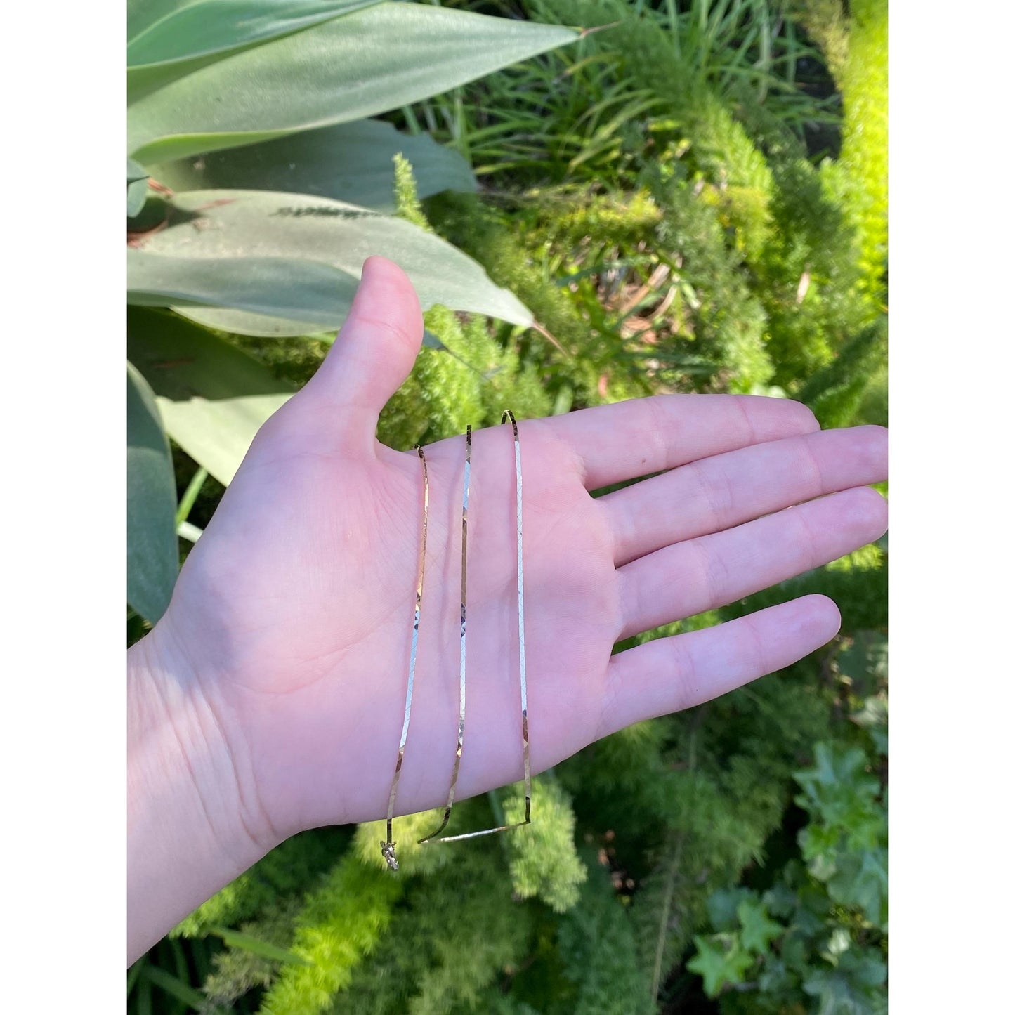 Vintage Solid 14k Yellow Gold Long Triangle Link Chain Necklace - 29.5 inches