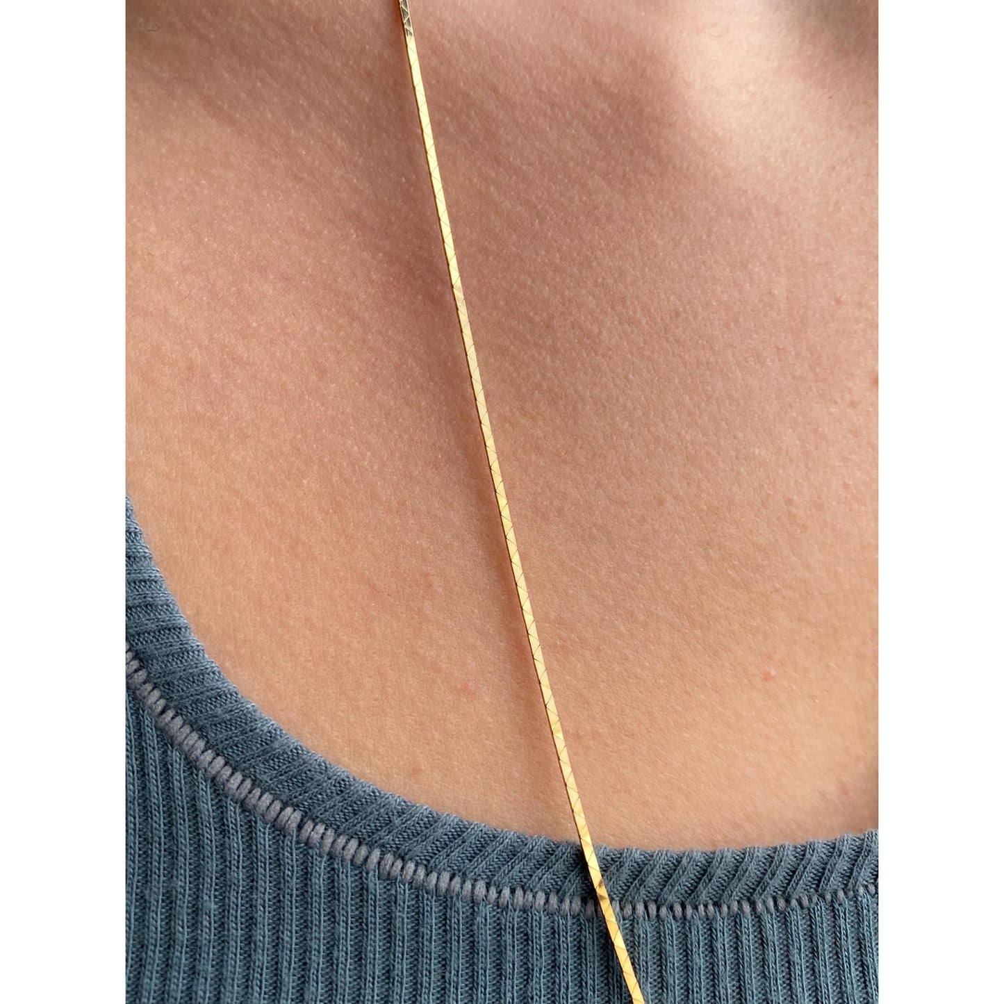 Vintage Solid 14k Yellow Gold Long Triangle Link Chain Necklace - 29.5 inches