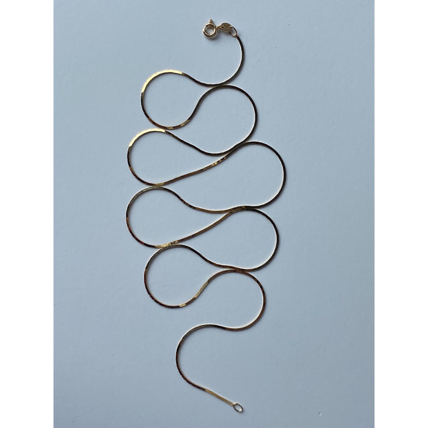 Vintage Solid 14k Yellow Gold Long Triangle Link Chain Necklace - 29.5 inches