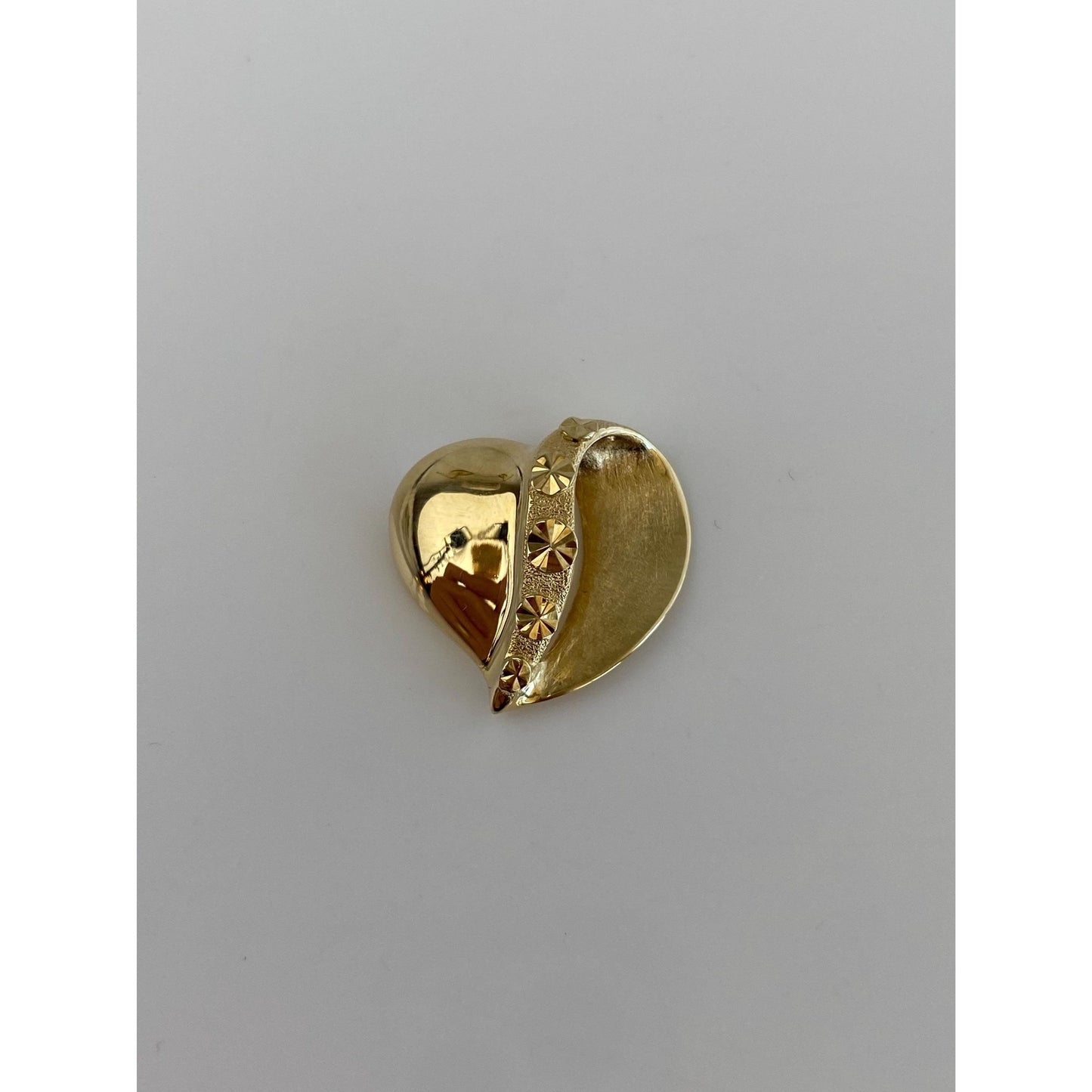 Solid 14k Yellow Gold Diamond Cut Heart Charm