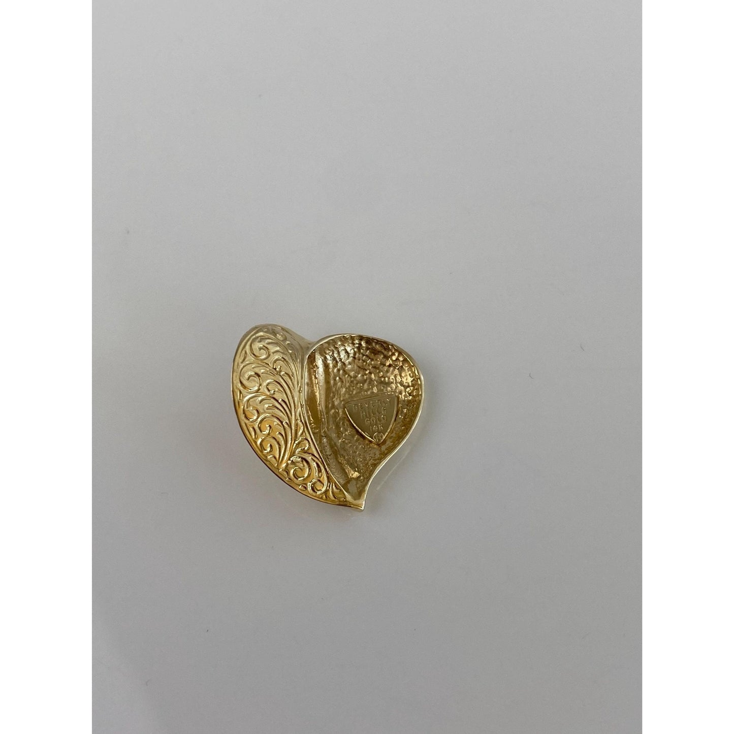 Solid 14k Yellow Gold Diamond Cut Heart Charm