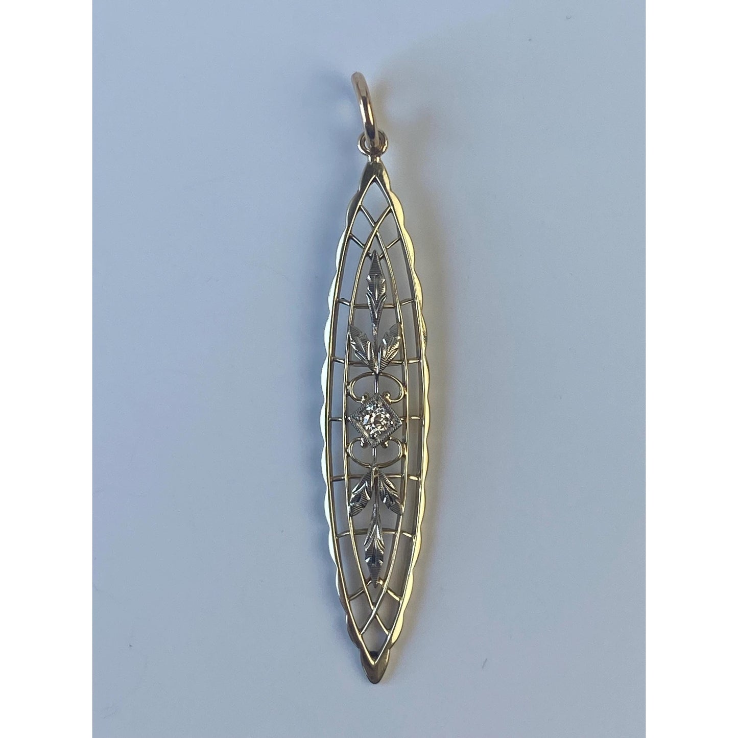 Vintage Solid 14k White & Yellow Gold Diamond Charm