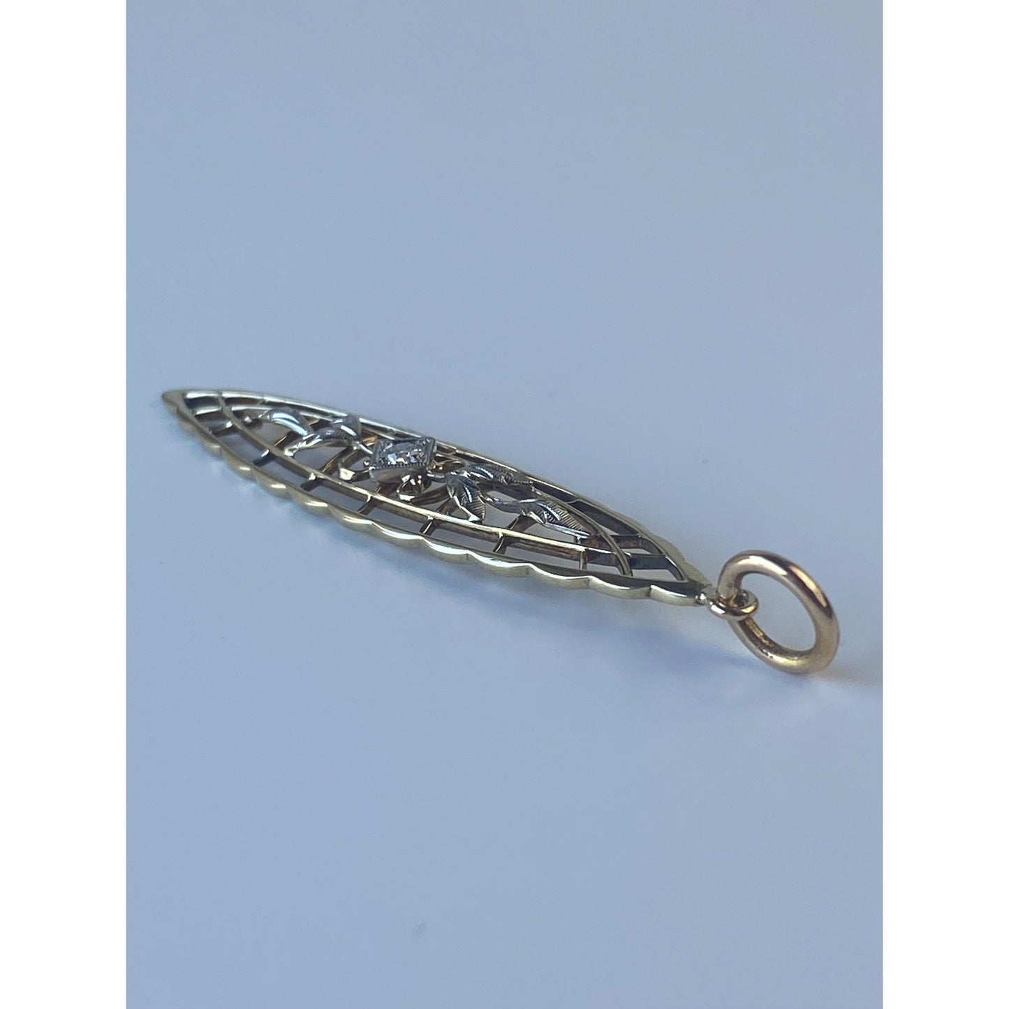 Vintage Solid 14k White & Yellow Gold Diamond Charm