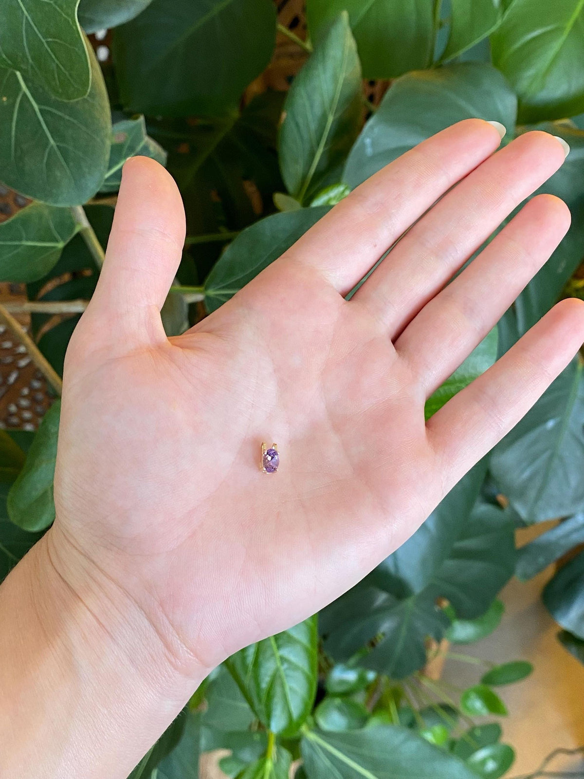 Vintage Solid 14k Yellow Gold Amethyst Charm