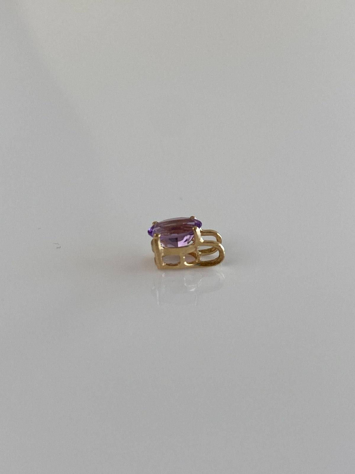 Vintage Solid 14k Yellow Gold Amethyst Charm