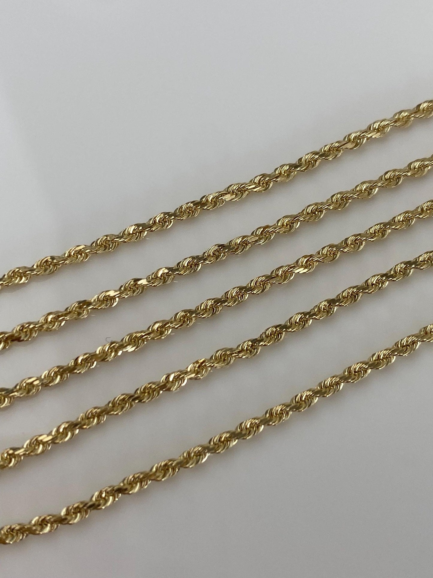 Vintage Solid 14k Yellow Gold Slim Rope Chain Necklace - 18 inches