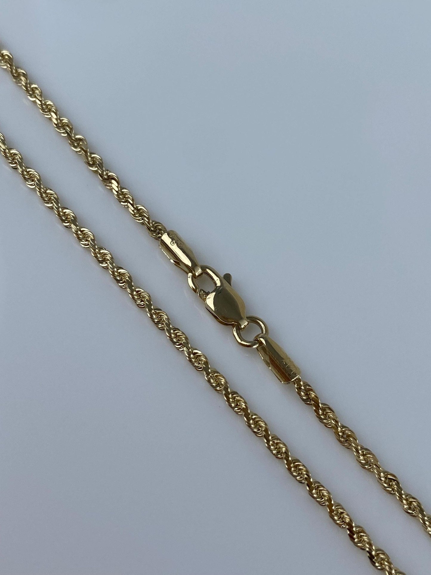 Vintage Solid 14k Yellow Gold Slim Rope Chain Necklace - 18 inches