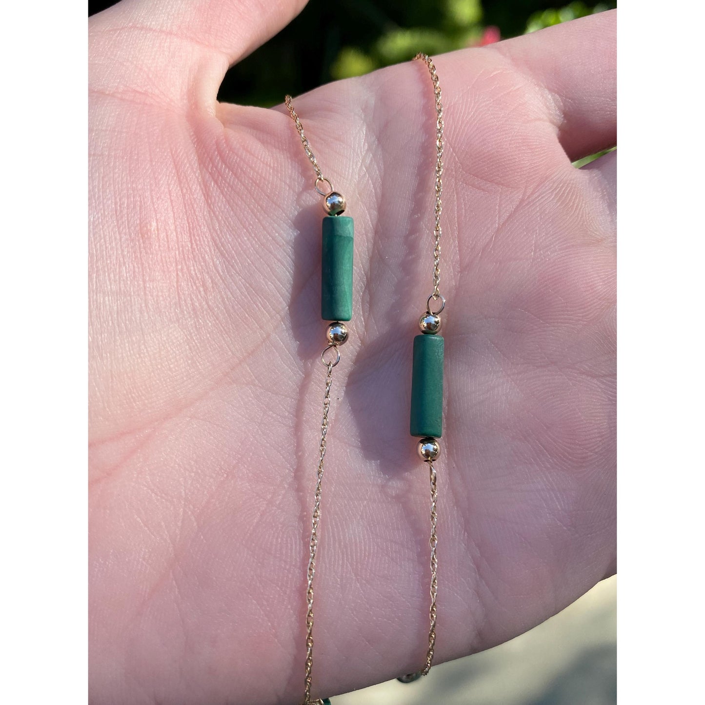 Vintage Solid 14k Yellow Malachite Gold Ball Twist Chain Necklace - 15.75 inches