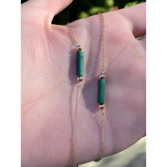 Vintage Solid 14k Yellow Malachite Gold Ball Twist Chain Necklace - 15.75 inches