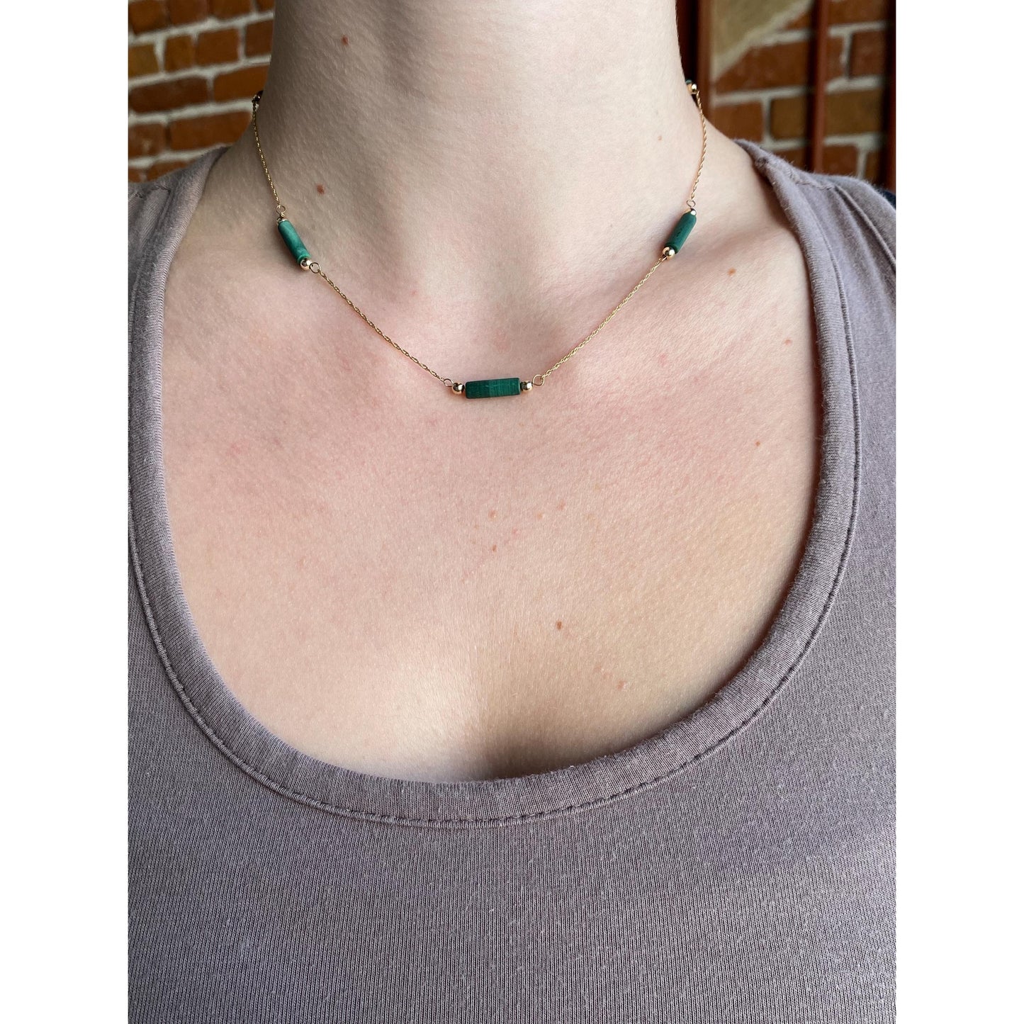 Vintage Solid 14k Yellow Malachite Gold Ball Twist Chain Necklace - 15.75 inches