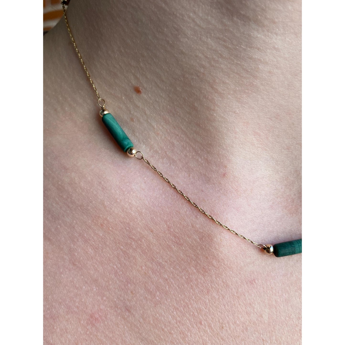 Vintage Solid 14k Yellow Malachite Gold Ball Twist Chain Necklace - 15.75 inches