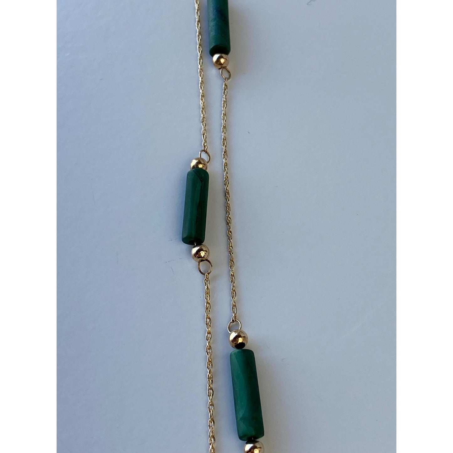 Vintage Solid 14k Yellow Malachite Gold Ball Twist Chain Necklace - 15.75 inches