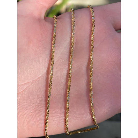 Vintage Solid 14k Yellow Gold Twist Chain Necklace - 16 inches